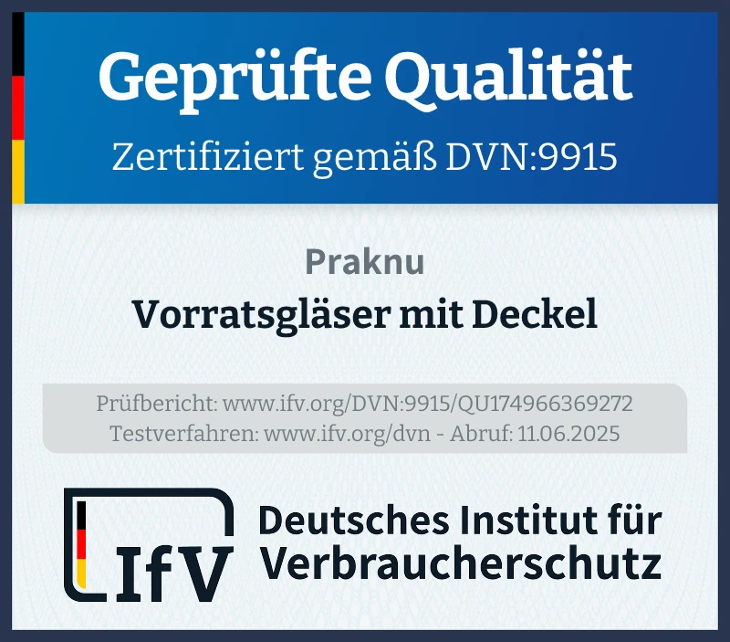 Prüfsiegel Vorratsgläser mit Deckel