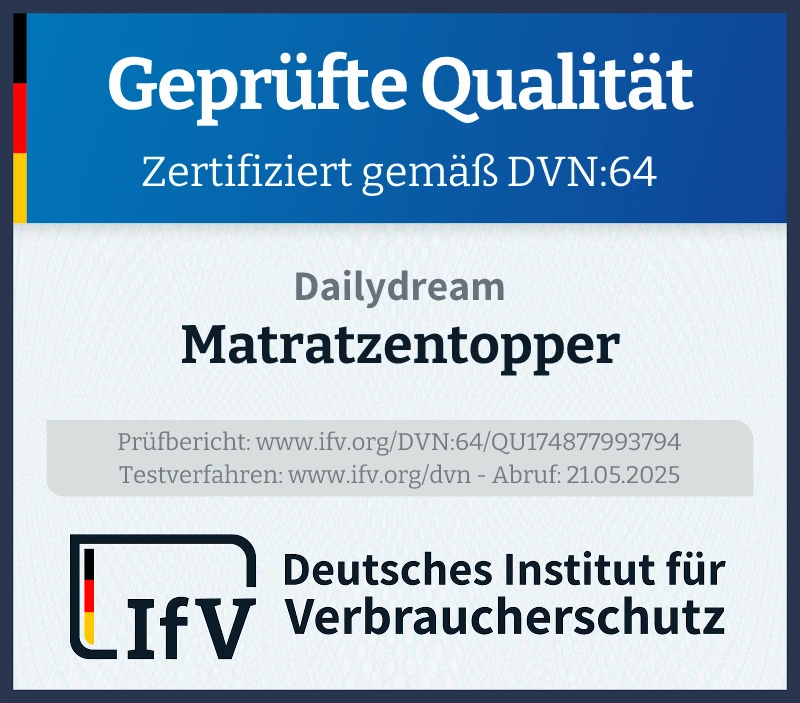 Prüfsiegel Matratzentopper