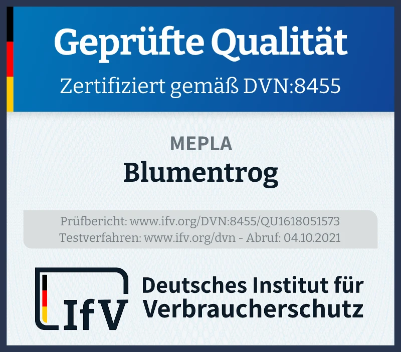 Prüfsiegel Blumentrog