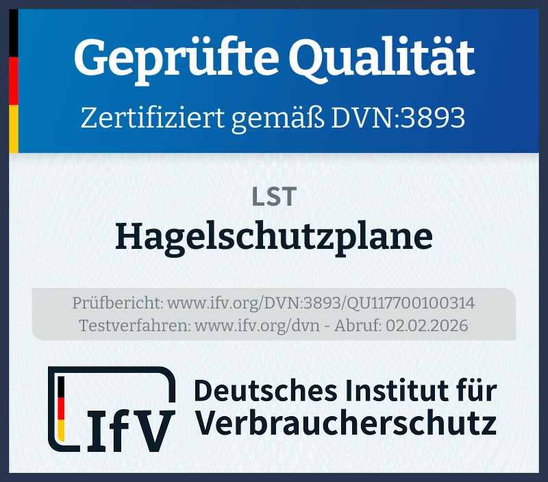 Prüfsiegel Hagelschutzplane