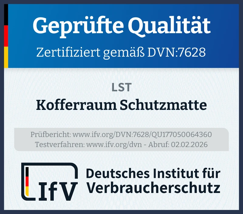 Prüfsiegel Kofferraum Schutzmatte