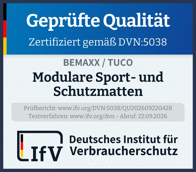 Prüfsiegel Modulare Sport- und Schutzmatten