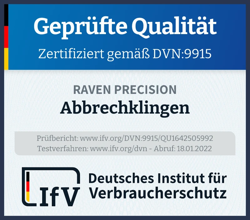 Prüfsiegel Abbrechklingen