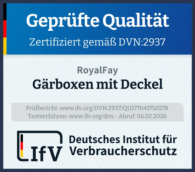 Prüfsiegel Gärboxen mit Deckel