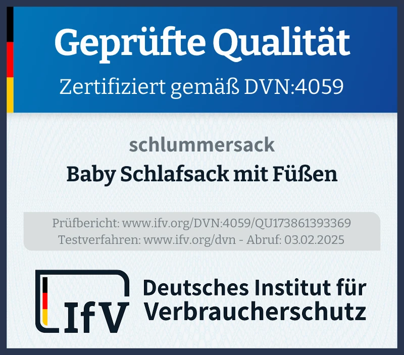 Prüfsiegel Baby Schlafsack mit Füßen