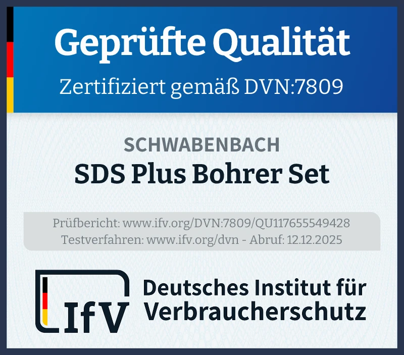 Prüfsiegel SDS Plus Bohrer Set
