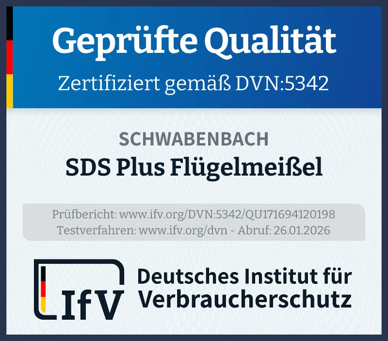 Prüfsiegel SDS Plus Flügelmeißel