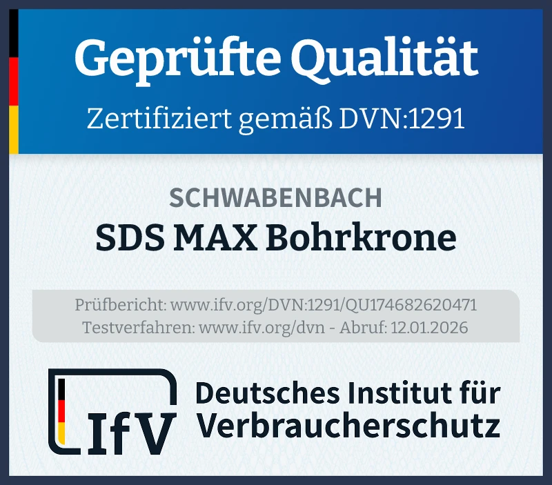 Prüfsiegel SDS MAX Bohrkrone
