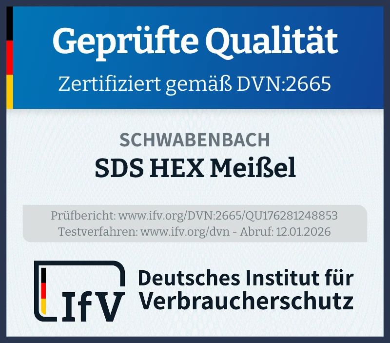 Prüfsiegel SDS HEX Meißel