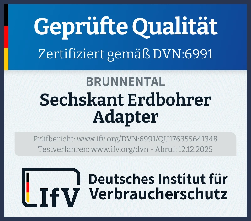 Prüfsiegel Sechskant Erdbohrer Adapter