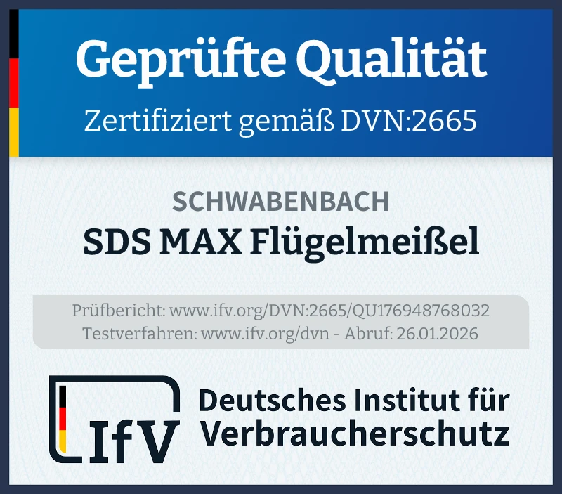 Prüfsiegel SDS MAX Flügelmeißel