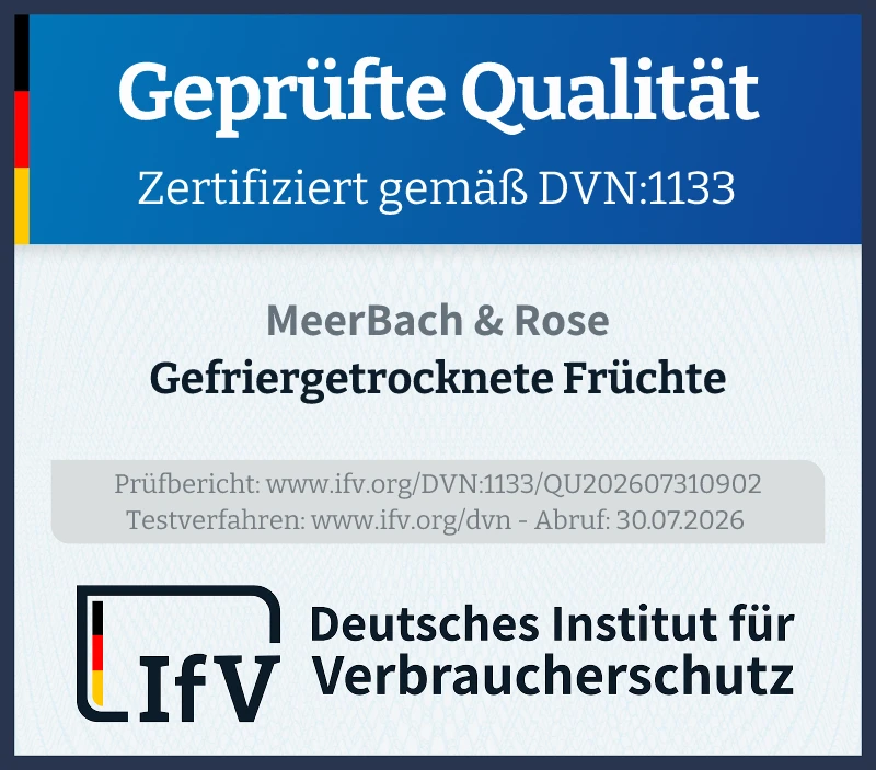 Prüfsiegel Gefriergetrocknete Früchte