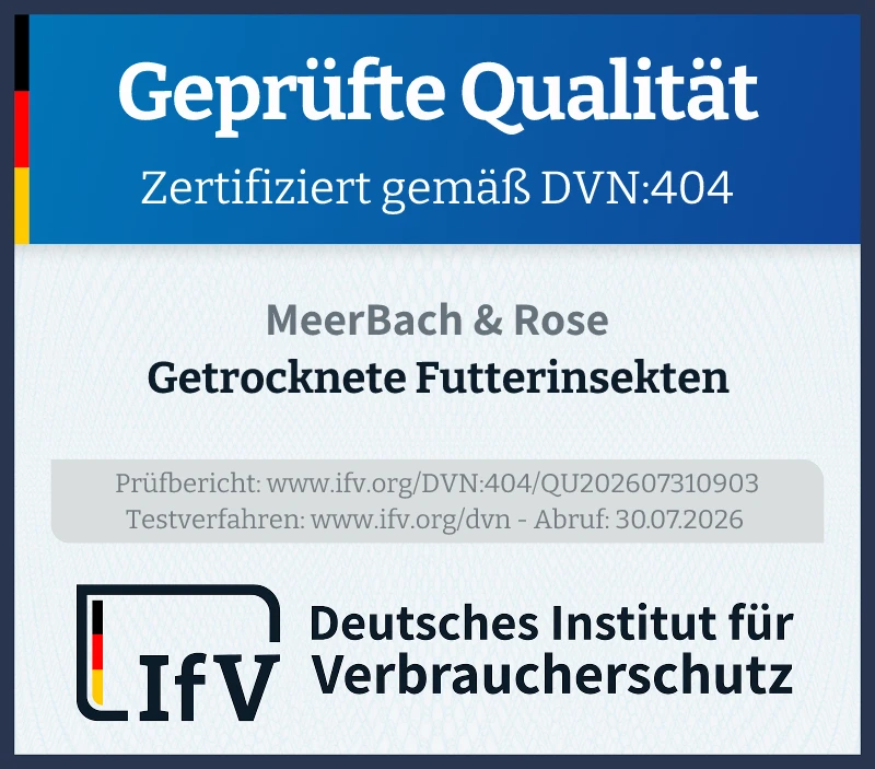 Prüfsiegel Getrocknete Futterinsekten