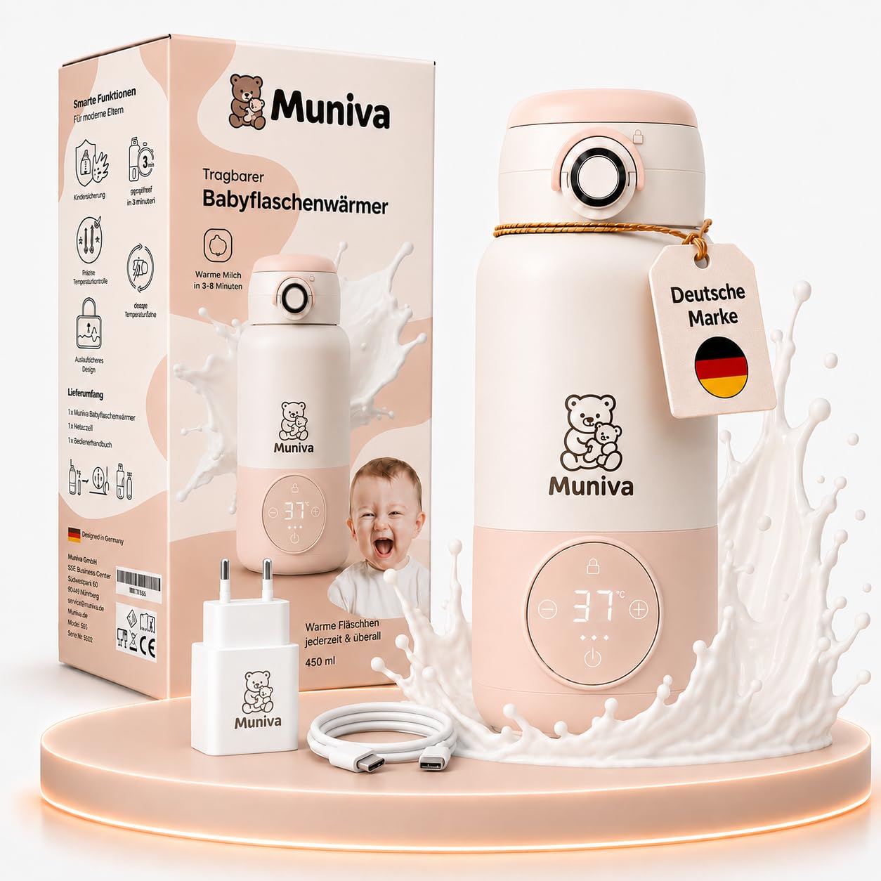 Muniva Tragbarer Babyflaschenwärmer