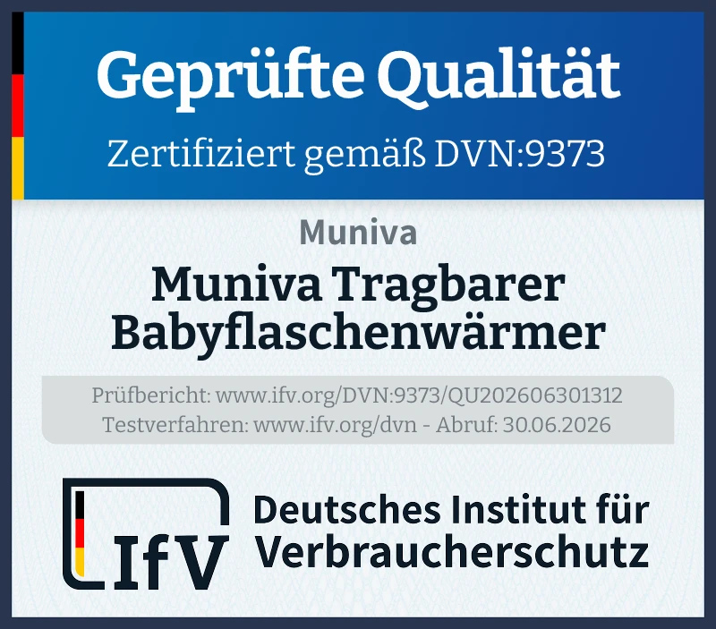 Prüfsiegel Muniva Tragbarer Babyflaschenwärmer