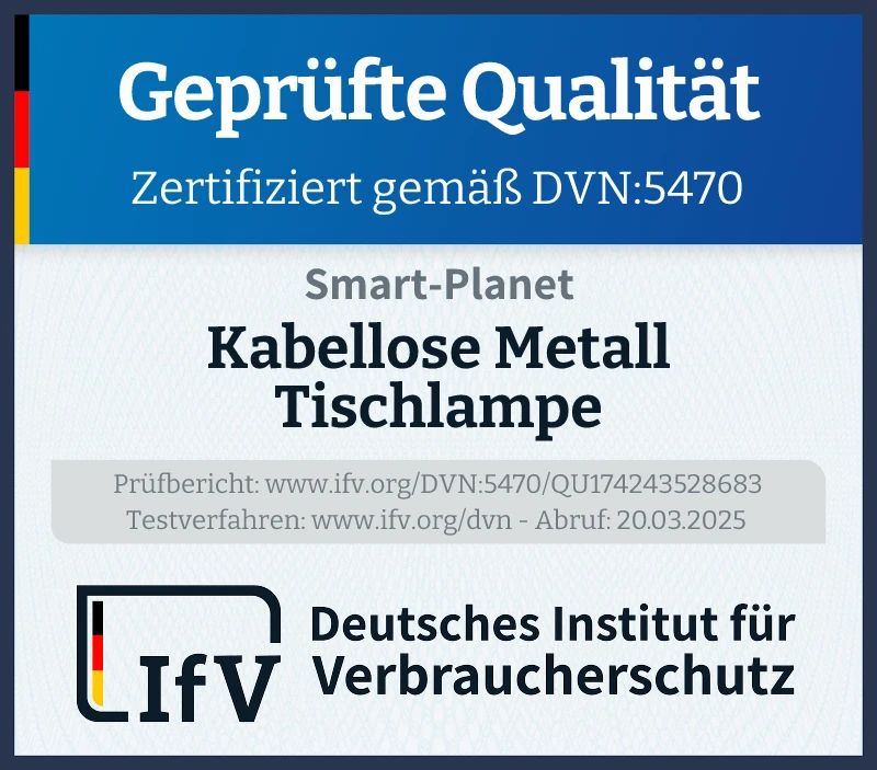 Prüfsiegel Kabellose Metall Tischlampe