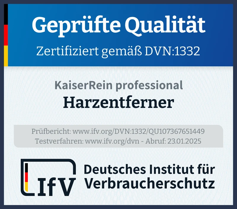 Prüfsiegel Harzentferner