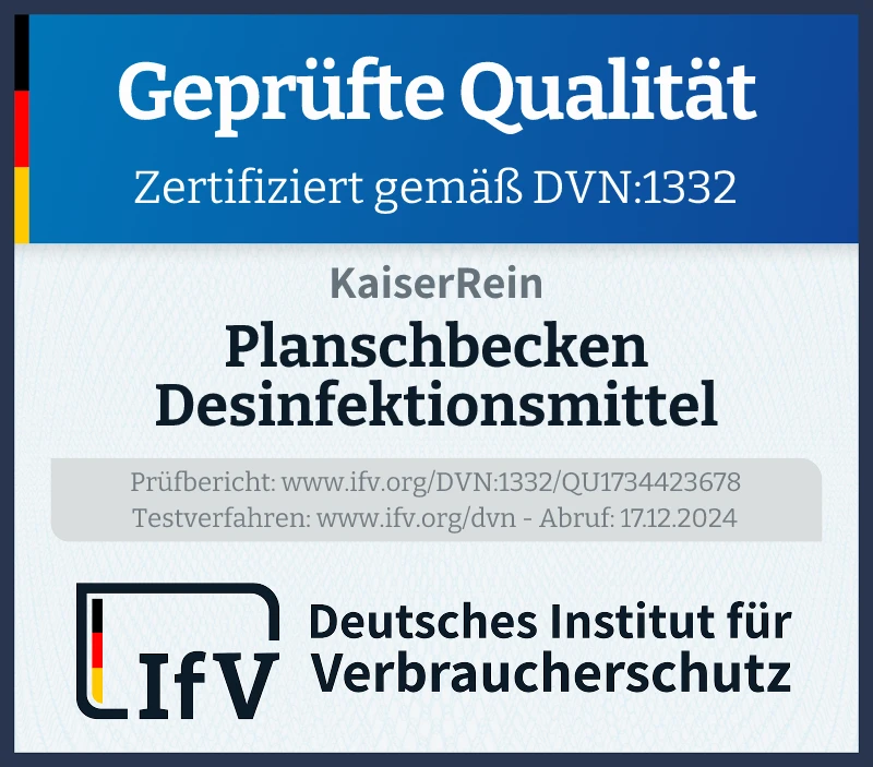 Prüfsiegel Planschbecken Desinfektionsmittel