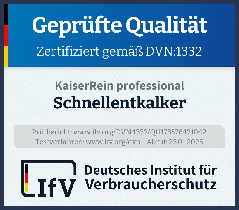 Prüfsiegel Schnellentkalker