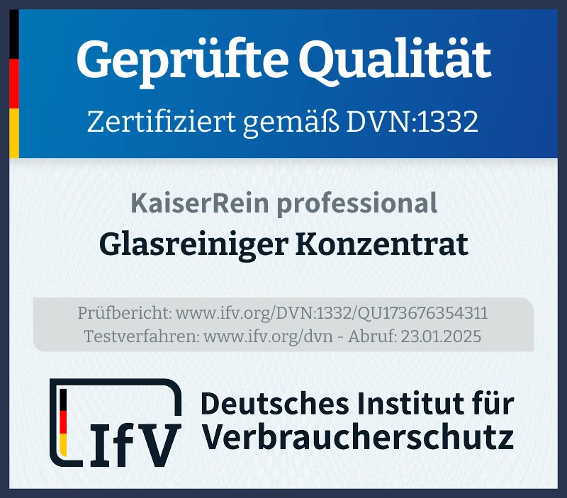 Prüfsiegel Glasreiniger Konzentrat