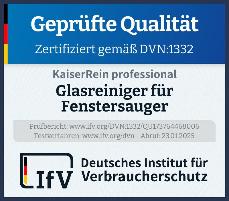 Prüfsiegel Glasreiniger für Fenstersauger