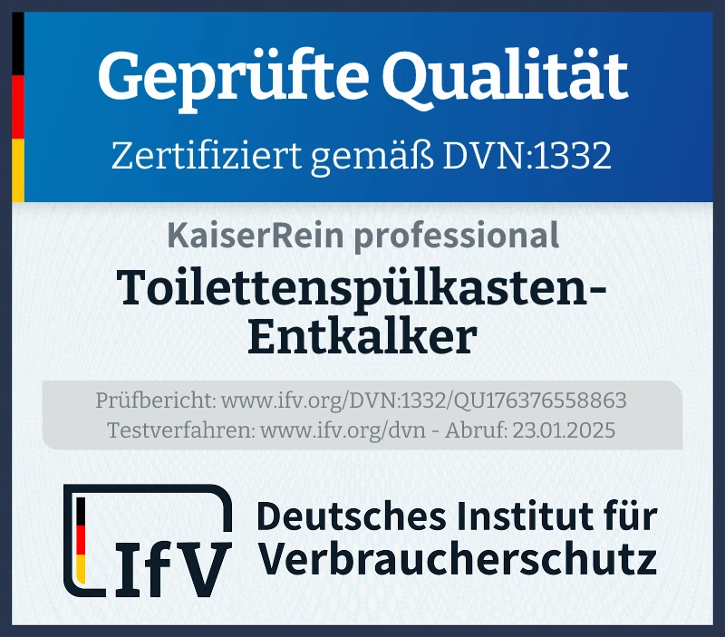 Prüfsiegel Toilettenspülkasten-Entkalker
