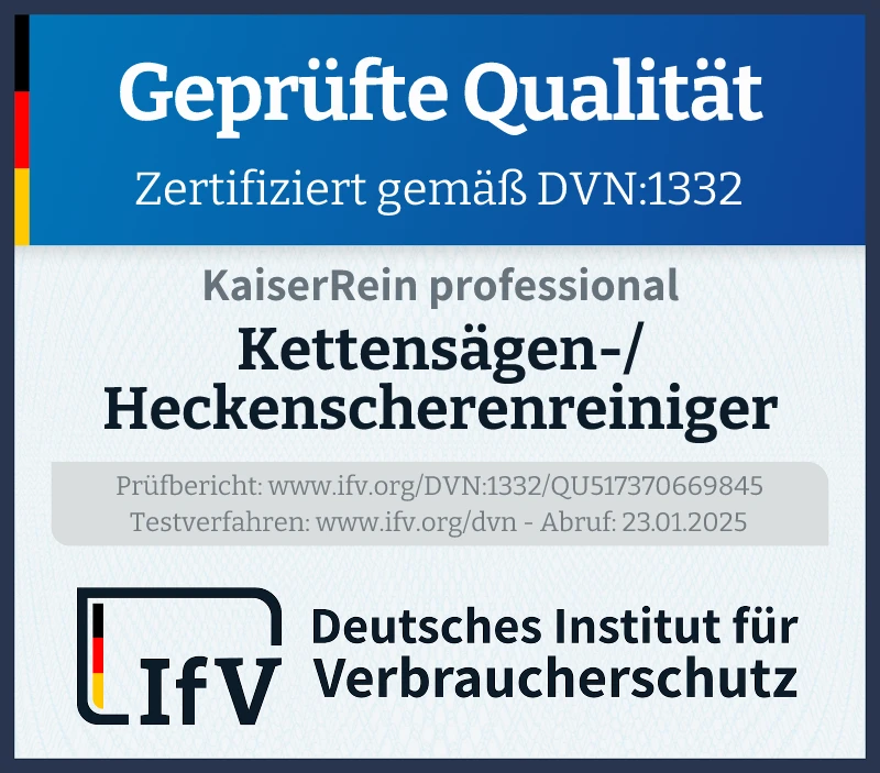 Prüfsiegel Kettensägen-/ Heckenscherenreiniger