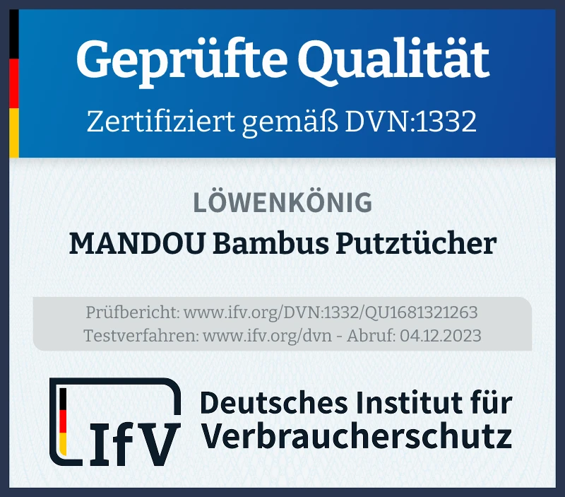 Prüfsiegel MANDOU Bambus Putztücher