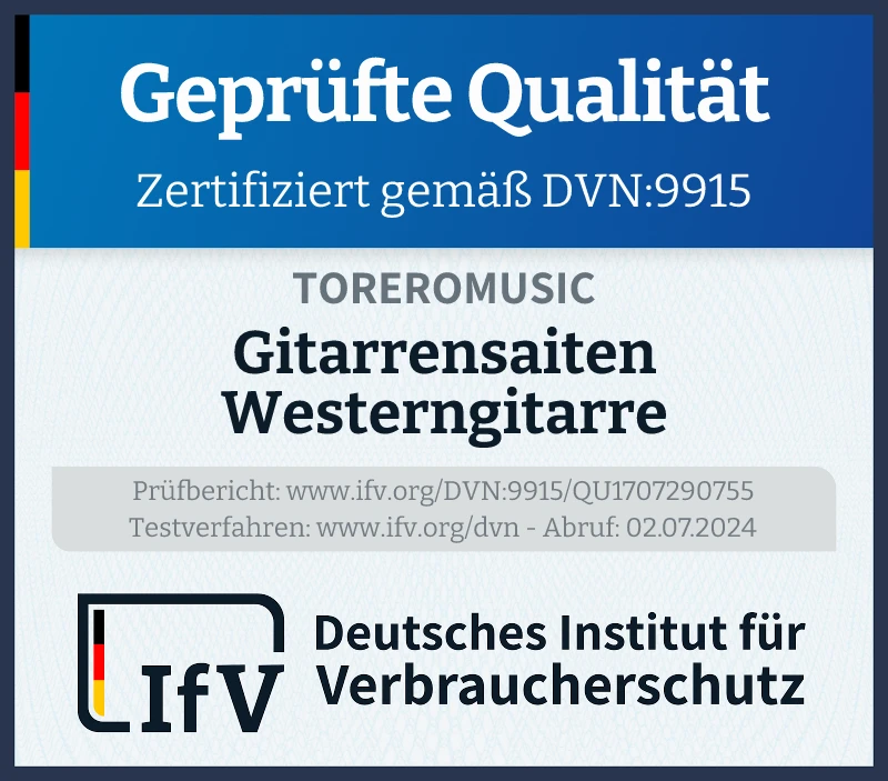 Prüfsiegel Gitarrensaiten Westerngitarre