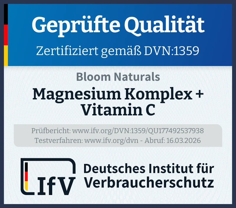 Prüfsiegel Magnesium Komplex + Vitamin C