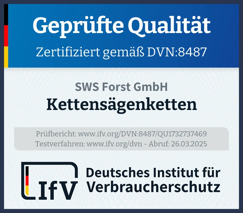 Prüfsiegel Kettensägenketten