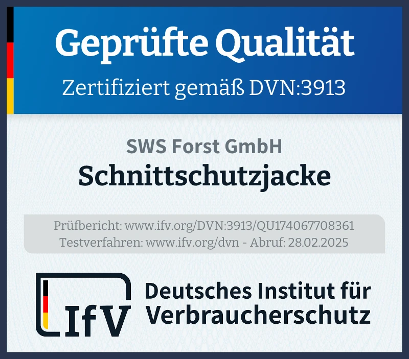 Prüfsiegel Schnittschutzjacke