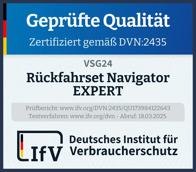 Prüfsiegel Rückfahrset Navigator EXPERT