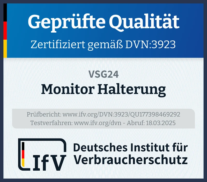 Prüfsiegel Monitor Halterung