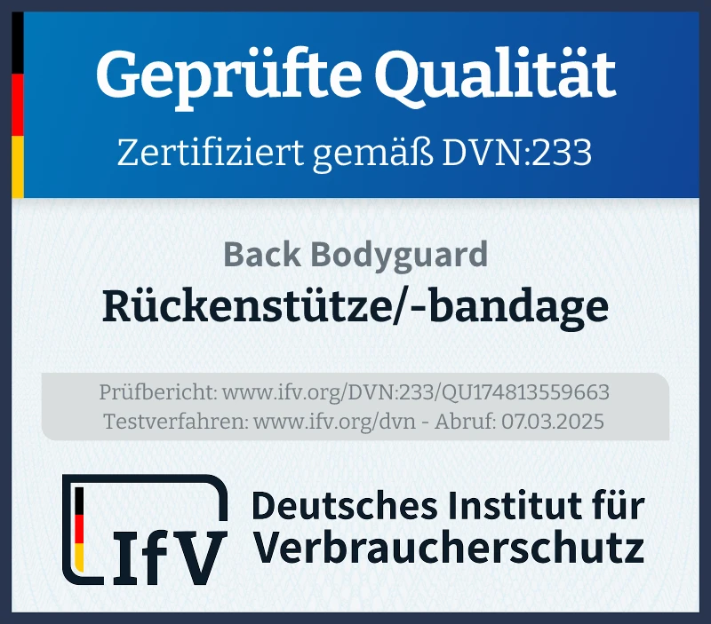 Prüfsiegel Rückenstütze/-bandage