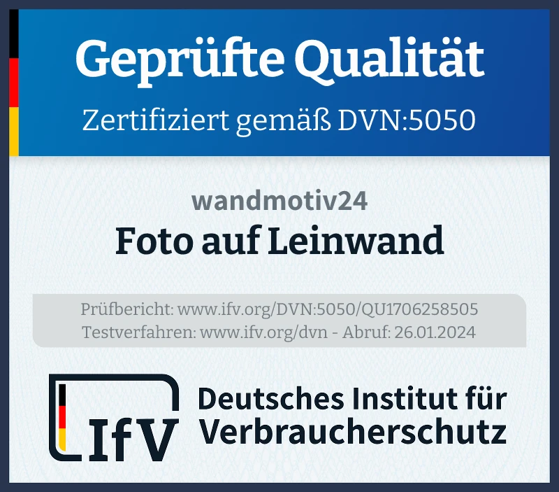 Prüfsiegel Foto auf Leinwand