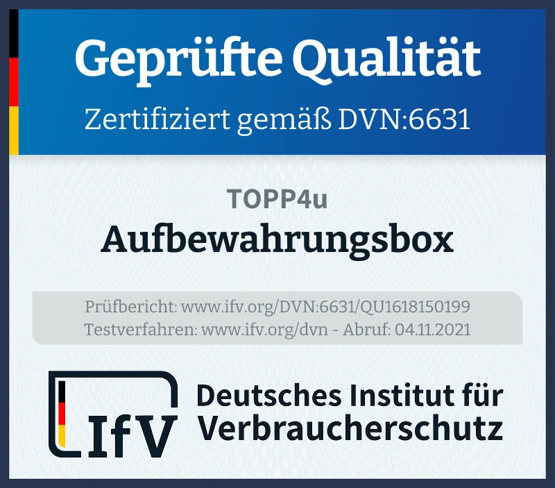 Prüfsiegel Aufbewahrungsbox