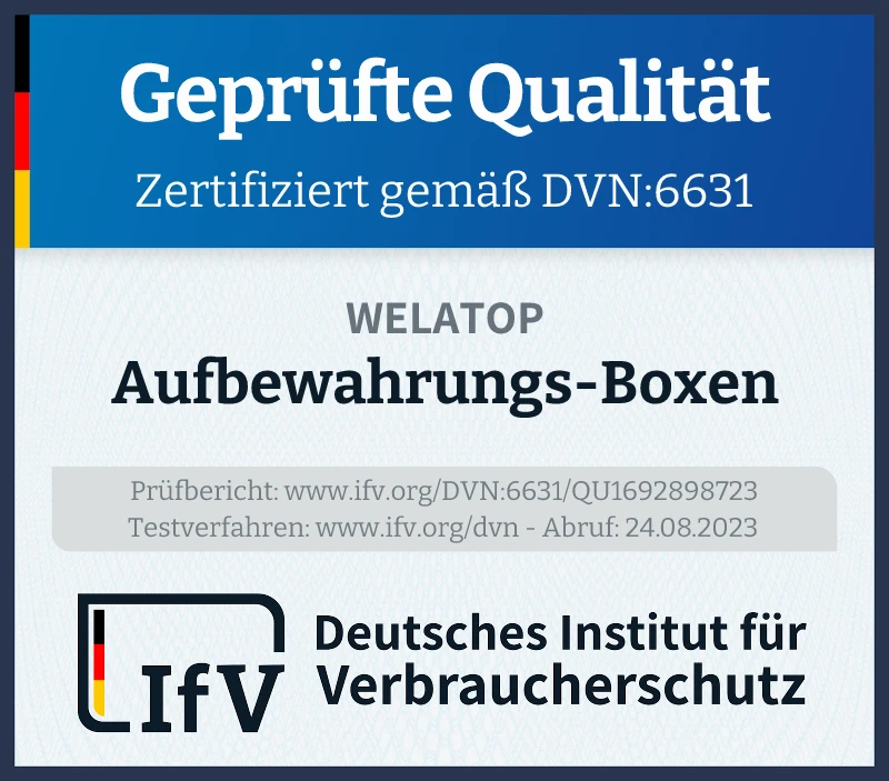 Prüfsiegel Aufbewahrungs-Boxen