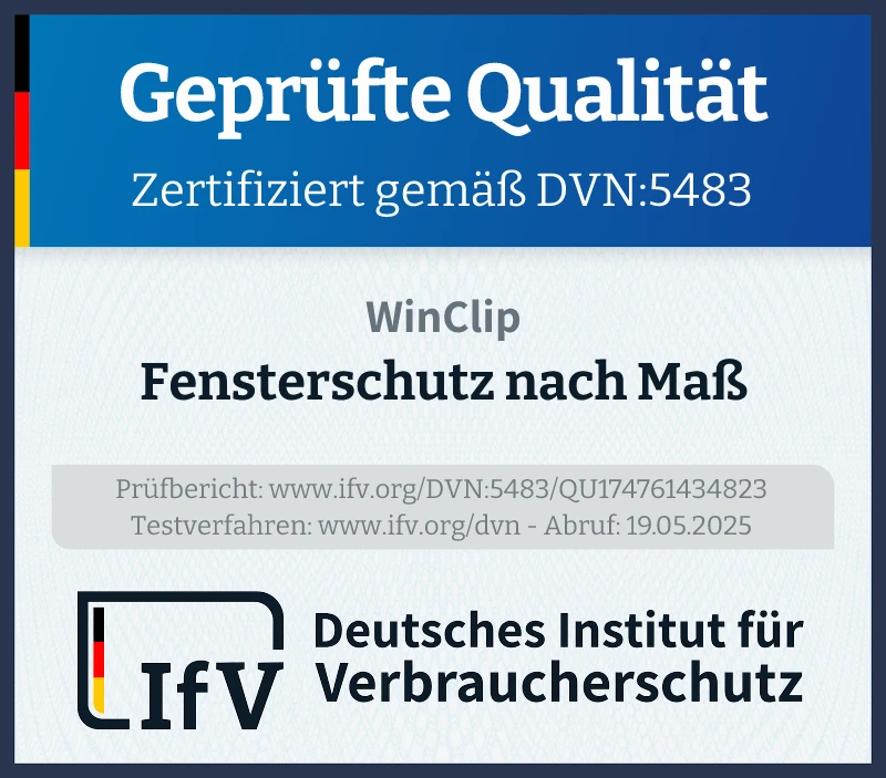 Prüfsiegel Fensterschutz nach Maß