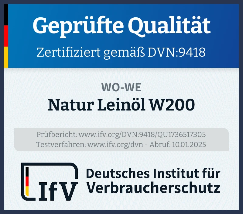 Prüfsiegel Natur Leinöl W200