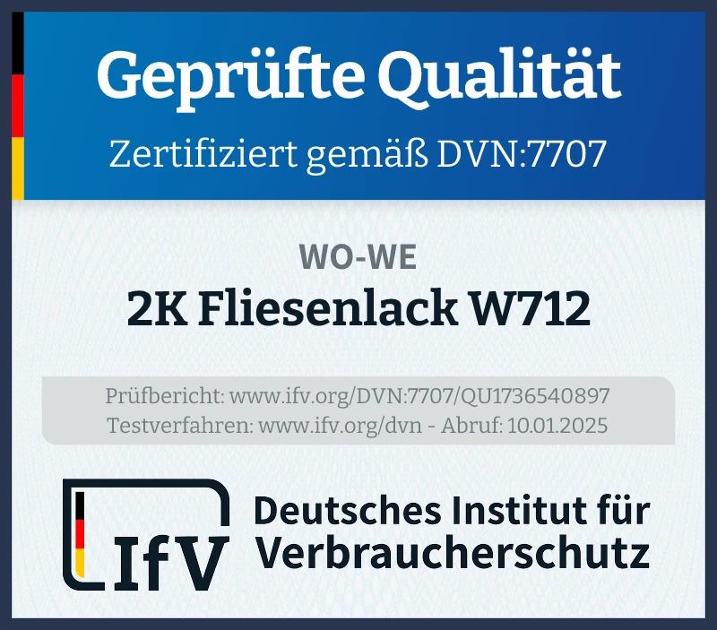 Prüfsiegel 2K Fliesenlack W712