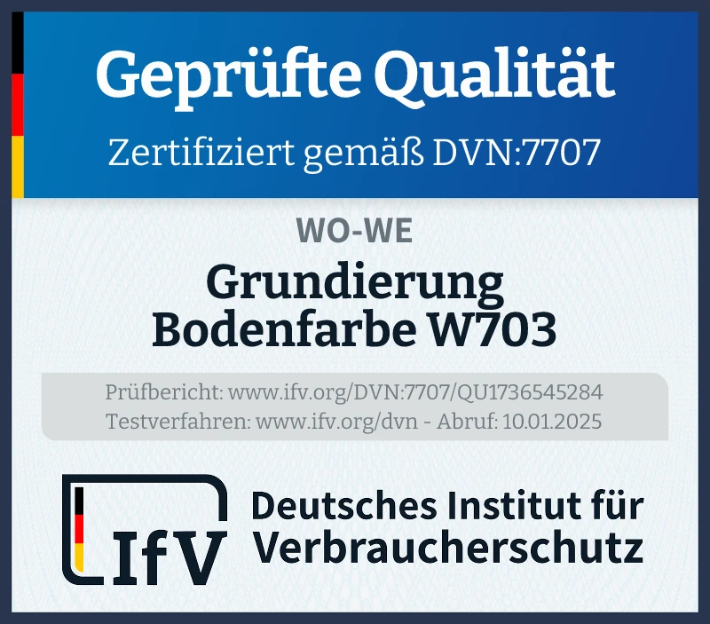 Prüfsiegel Grundierung Bodenfarbe W703
