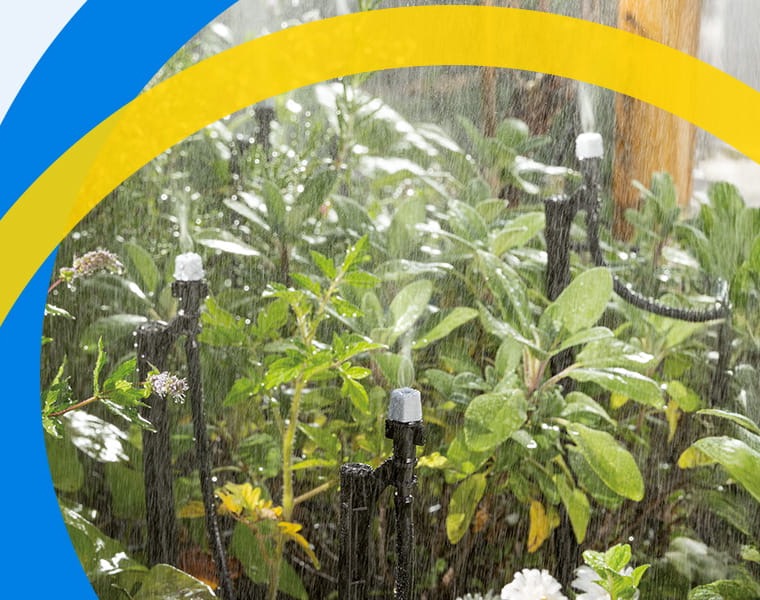Solarbetriebene Bewaesserungstechnik im Garten aus dem Shopumfeld von esotec