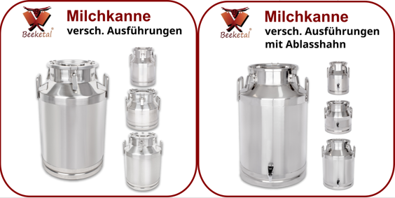 Abbildung Edelstahl Milchkannen/Transportkannen