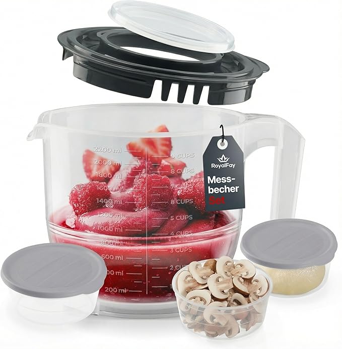 Messbecher mit Frischhalteboxen